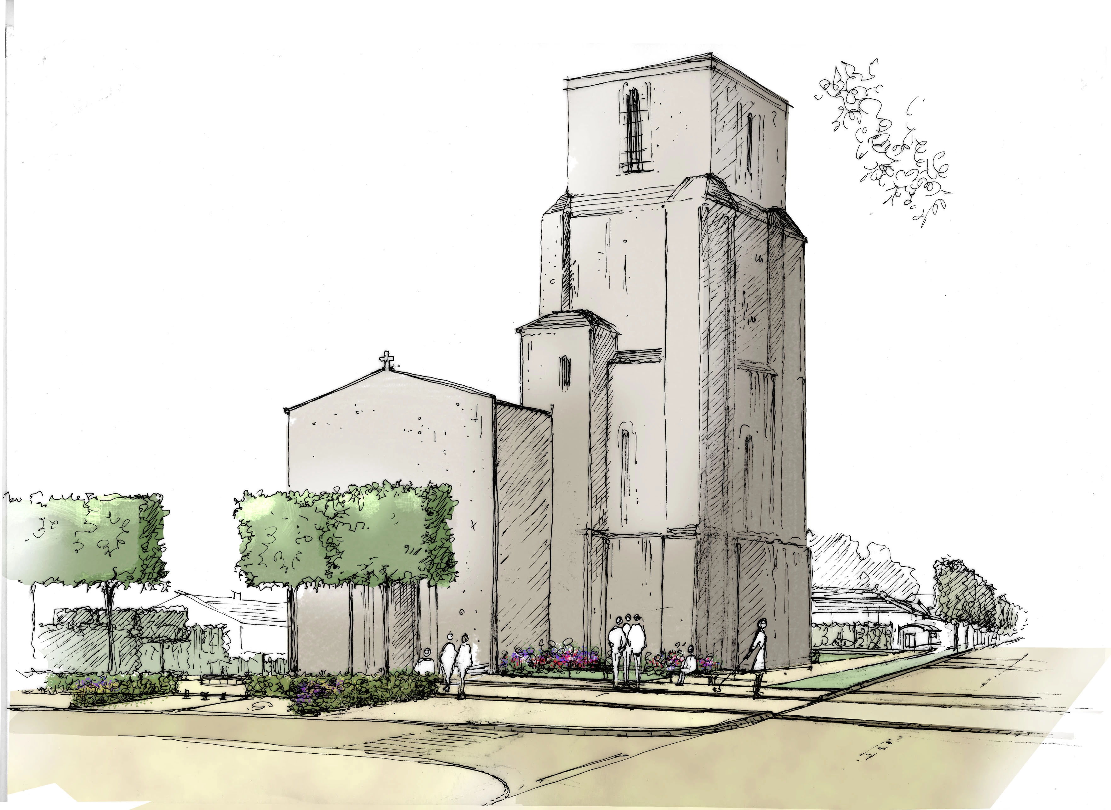 Croquis de conception du parvis de l’église Saint-Pierre à Royan