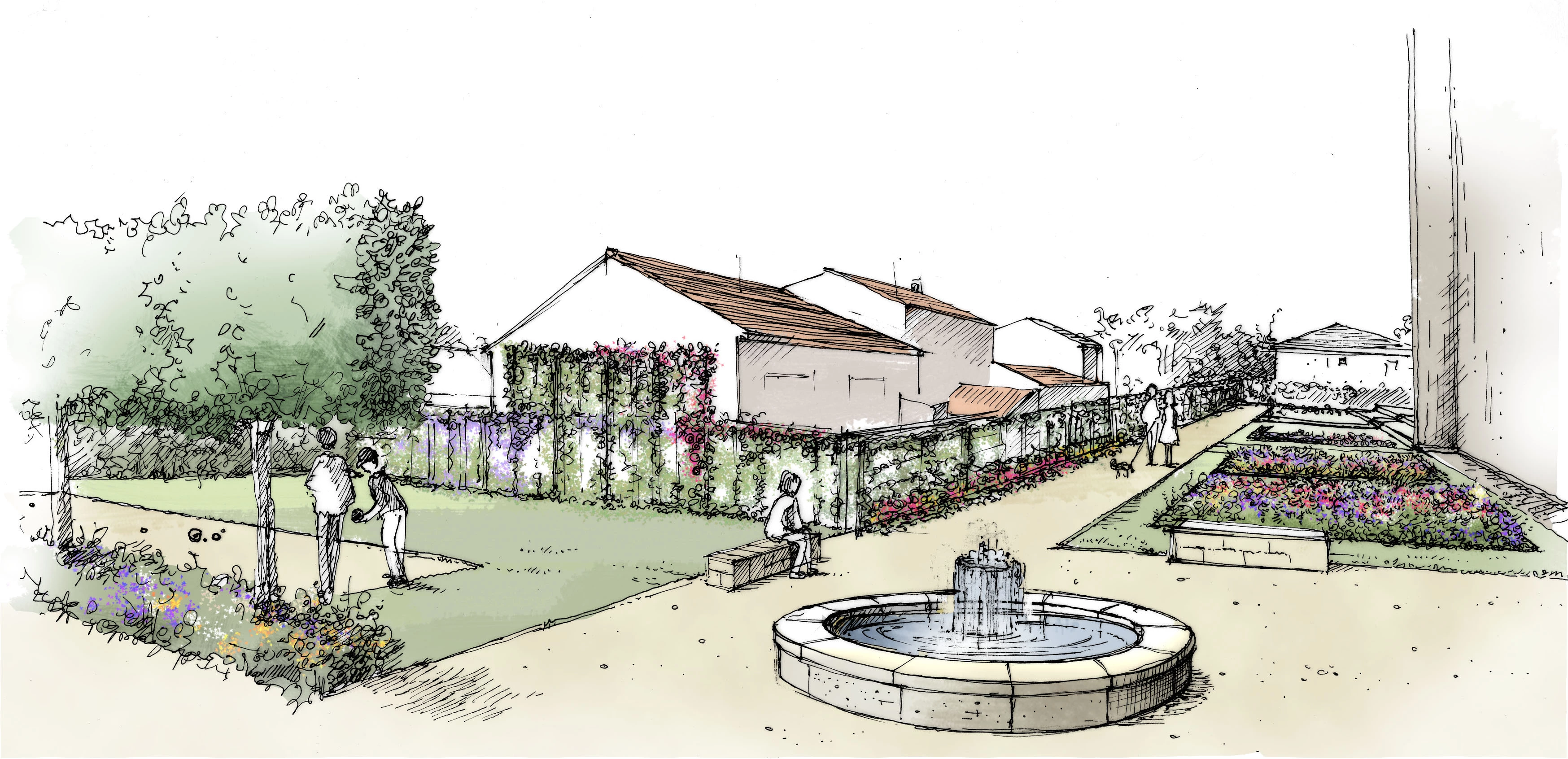 Croquis du jardin du presbytère de l’église Saint-Pierre à Royan