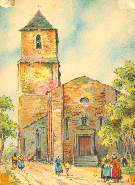 Aquarelle historique de l’église Saint-Pierre à Royan au XIXe siècle